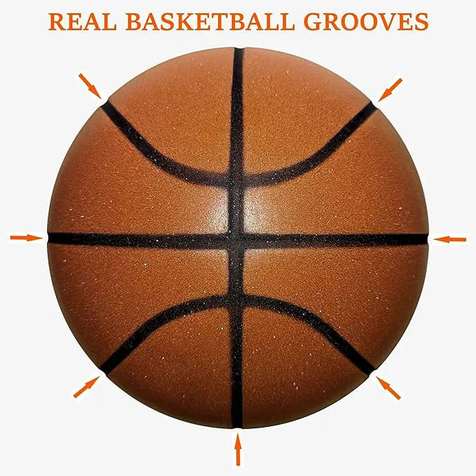 Silent Basketball β Size 7 (29.5") / Size 5 β Airless Foam Ball for Quiet Indoor Dribbling & Training with Grooved Design