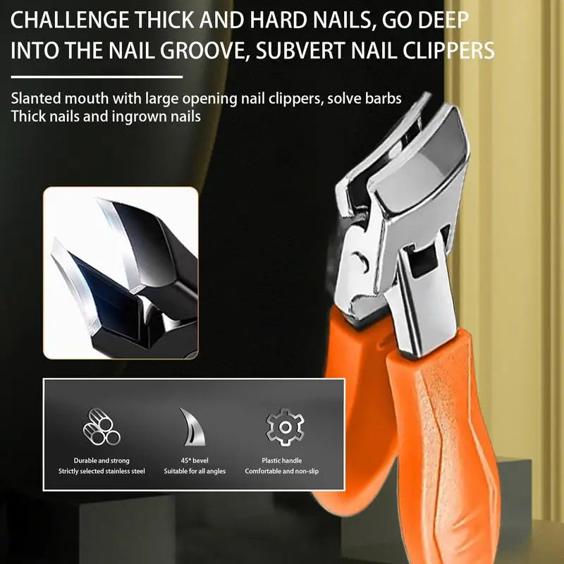 Nail Clippers for Men women Thick Toenails Large Wide Jaw Opening Anti-Splash Slanted Long Handle No Splash Fingernail Clipper
