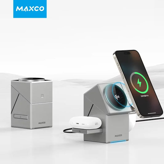 Qi2 3-in-1 Magnetic Wireless Charger | Auto-Rotating Magic Cube Dock