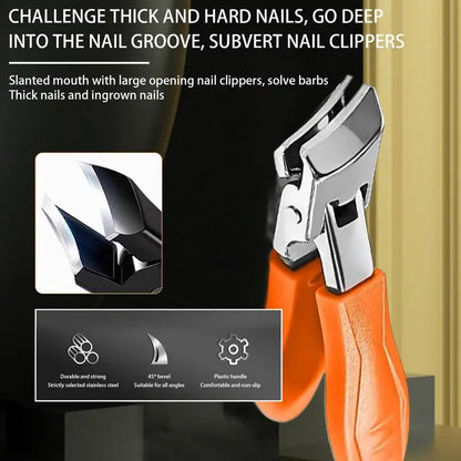 Nail Clippers for Men women Thick Toenails Large Wide Jaw Opening Anti-Splash Slanted Long Handle No Splash Fingernail Clipper